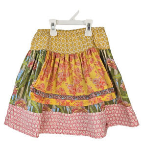 Matilda Jane pink blue yellow floral print skirt with apron size 6